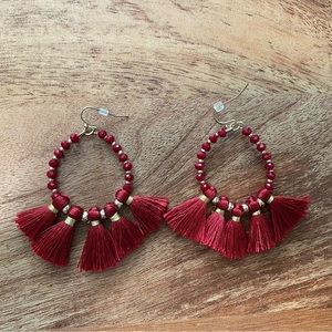 Red tassel earrings